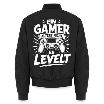 Ein Gamer altert nicht, er levelt - Unisex Bomberjacke - Schwarz - Hinten - AI Model Male 185 light (185cm)
