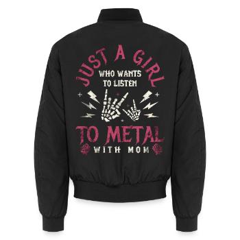 Maman Metal Bébé Fille Cadeau Metalhead - Bomber unisexe - noir - Dos - AI Model Male 185 light (185cm)