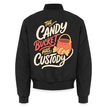 Halloween – The Candy Bucket Has Custody - Unisex Bomberjacke - Schwarz - Hinten - AI Model Male 185 light (185cm)