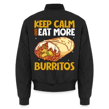 Keep Calm - Burrito - Unisex Bomberjacke - Schwarz - Hinten - AI Model Male 185 light (185cm)