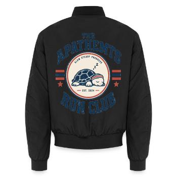 APATHETMTS Run Club Schildkröte - Unisex Bomberjacke - Schwarz - Hinten - AI Model Male 185 light (185cm)