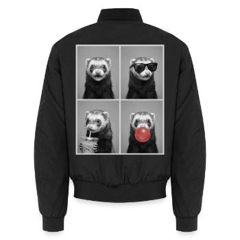 Ferret Frettchen - Unisex Bomberjacke - Schwarz - Hinten - AI Model Male 185 light (185cm)