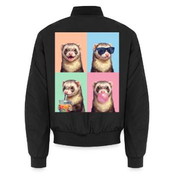 Ferret Frettchen - Unisex Bomberjacke - Schwarz - Hinten - AI Model Male 185 light (185cm)