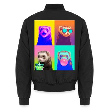 Ferret Frettchen - Unisex Bomberjacke - Schwarz - Hinten - AI Model Male 185 light (185cm)