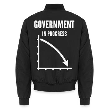 Government In Progress (Regierung Politik / White) - Unisex Bomberjacke - Schwarz - Hinten - AI Model Male 185 light (185cm)