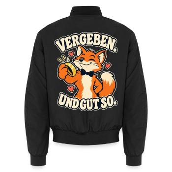 Vergeben. Und gut so. – Fuchs Hochzeit Ring - Unisex Bomberjacke - Schwarz - Hinten - AI Model Male 185 light (185cm)