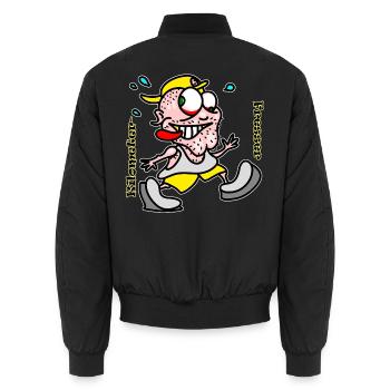 Kilometerfresser Cartoonmotiv für Läufer - Unisex Bomberjacke - Schwarz - Hinten - AI Model Male 185 light (185cm)