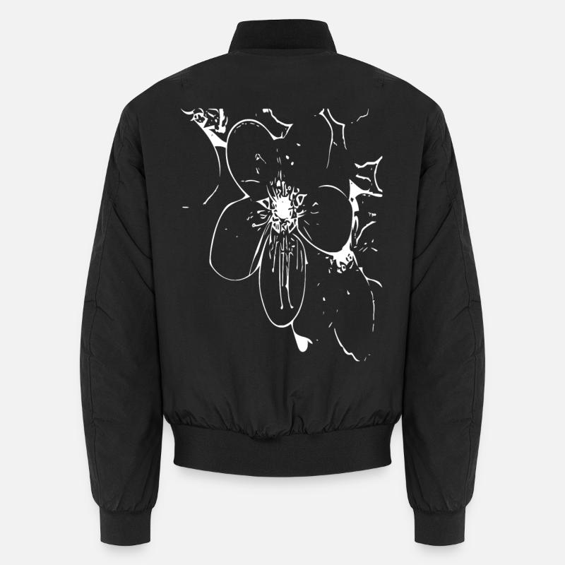 Abstract Flower / Line / Pattern / Nature / White Unisex Bomber Jacket