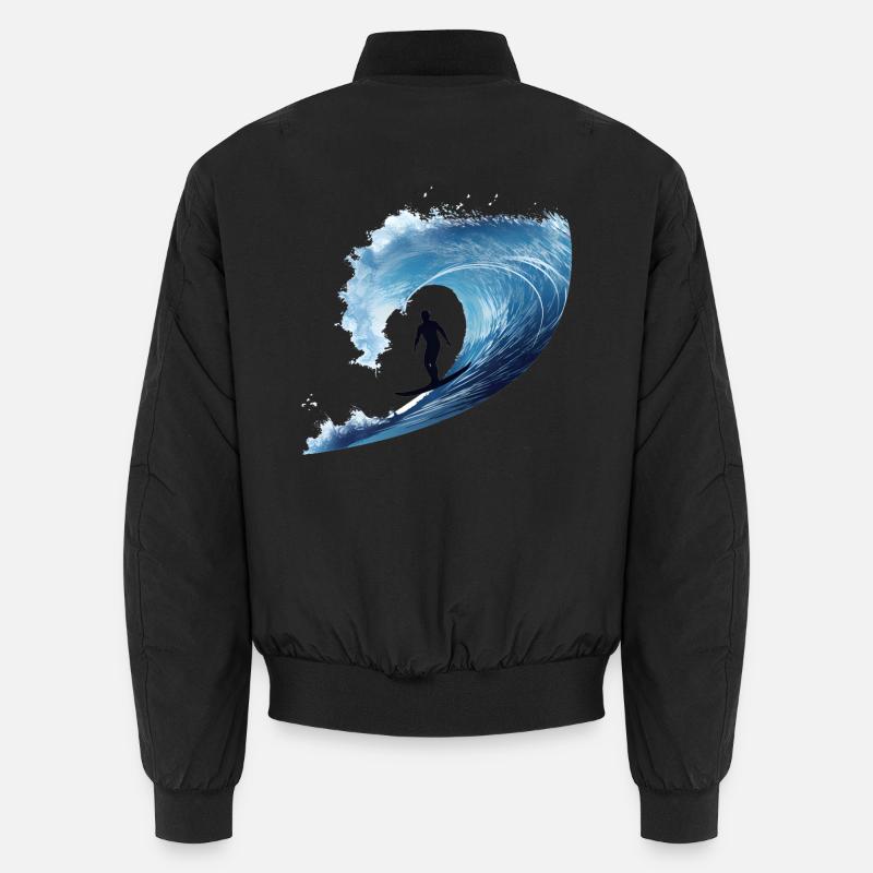 Surfers in whirlwind wave Unisex Bomber Jacket