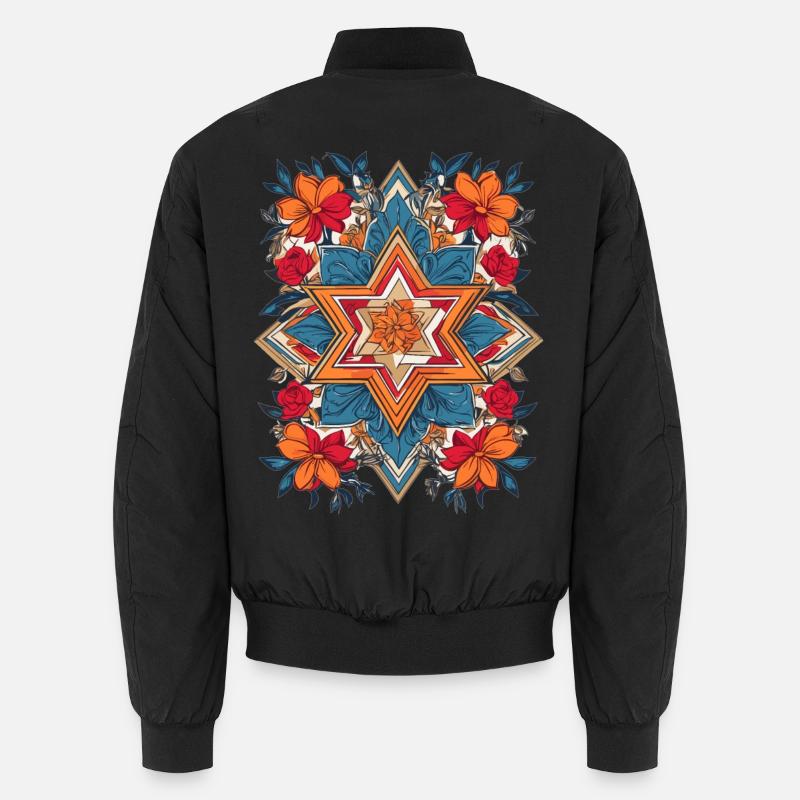Étoile juive avec des fleurs Bomber unisexe