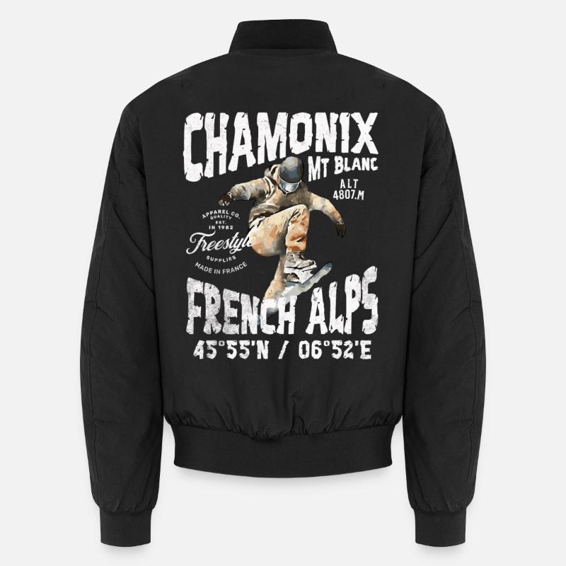 Skateboarder Chamonix Mont Blanc - Bomber unisexe - noir
