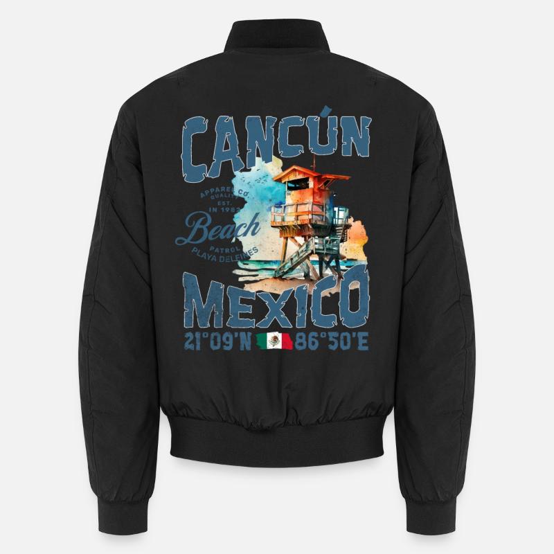 Cancun Skyline at the Beach - Unisex Bomber Jacket - black