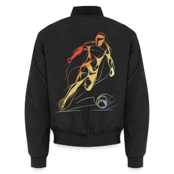Vintage Fußballspieler Skizze - Unisex Bomberjacke - Schwarz - Hinten - AI Model Male 185 light (185cm)