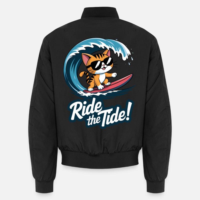 Surfer-Kätzchen – 🏄‍♂️🐱 Unisex Bomberjacke