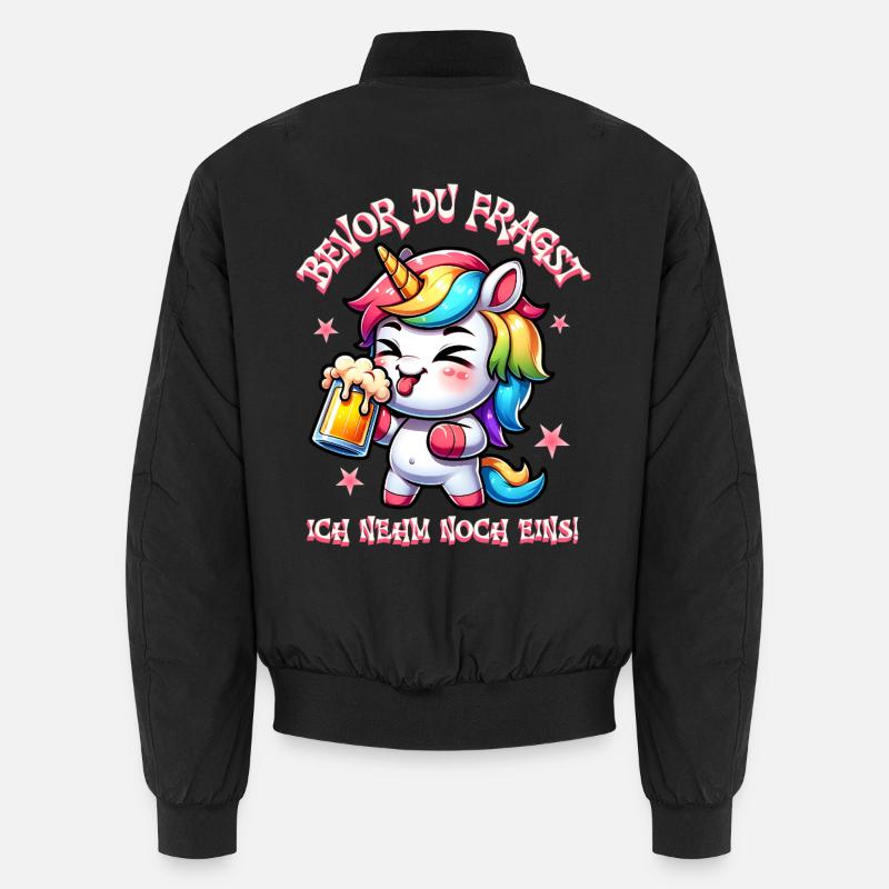 Buntes Einhorn Bier Feier - Unisex Bomberjacke - Schwarz