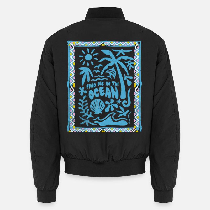 Trouve moi dans l'océan Silhouette tropicale - Bomber unisexe - noir