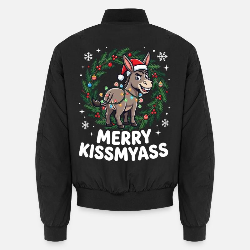 Joyeux bisouMon cul Âne pyjama Sarcastique de Noël Bomber unisexe