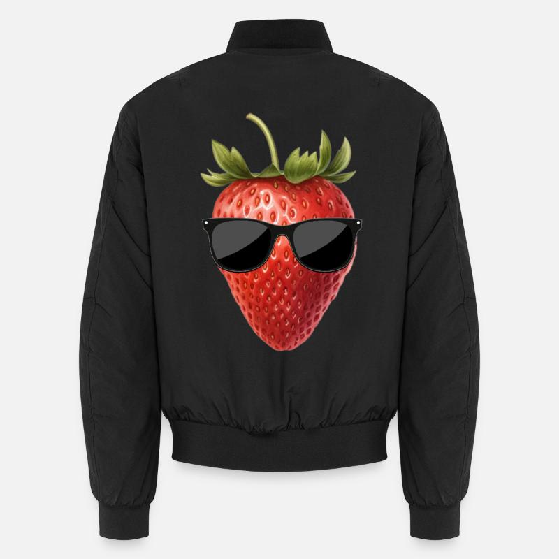 Erdbeere mit Sonnenbrille - Unisex Bomberjacke - Schwarz