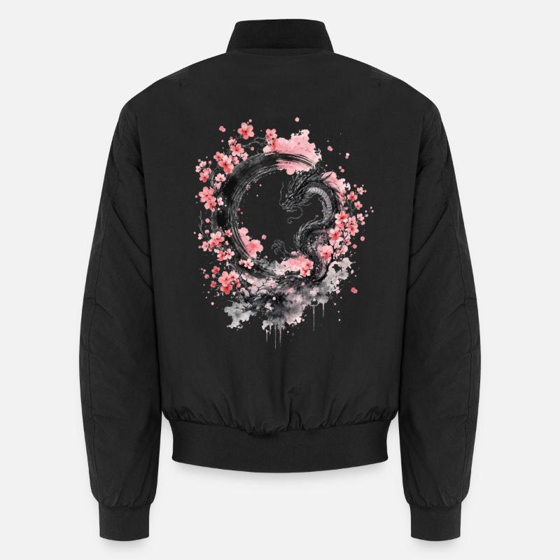 Sakura Dragon Ink Circle - Unisex Bomberjacke - Schwarz