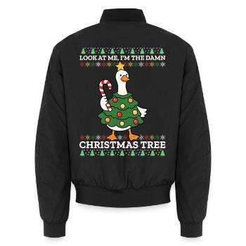 Schau mich an, ich bin der verdammte Weihnachtsbaum - Unisex Bomberjacke - Schwarz - Hinten - AI Model Male 185 light (185cm)