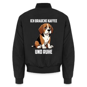 Ich Brauche Kaffe und Ruhe Beagle Beaglebesitzer  - Unisex Bomberjacke - Schwarz - Hinten - AI Model Male 185 light (185cm)