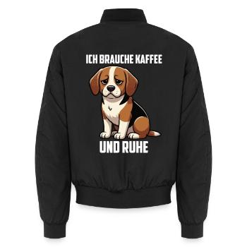 Ich Brauche Kaffe und Ruhe Beagle Beaglebesitzer  - Unisex Bomberjacke - Schwarz - Hinten - AI Model Male 185 light (185cm)