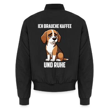 Ich Brauche Kaffe und Ruhe Beagle Beaglebesitzer  - Unisex Bomberjacke - Schwarz - Hinten - AI Model Male 185 light (185cm)