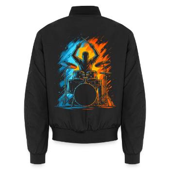 Schlagzeuger Drummer Herren Kinder Schlagzeug - Unisex Bomberjacke - Schwarz - Hinten - AI Model Male 185 light (185cm)