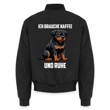 Ich Brauche Kaffee und Ruhe Rottweiler Rotti - Unisex Bomberjacke - Schwarz - Hinten - AI Model Male 185 light (185cm)