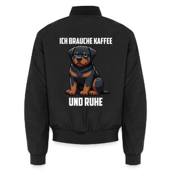 Ich Brauche Kaffee und Ruhe Rottweiler Rotti - Unisex Bomberjacke - Schwarz - Hinten - AI Model Male 185 light (185cm)