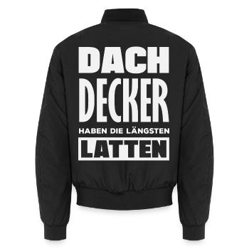 Dachdecker Spruch Lustig Handwerker Geschenk - Unisex Bomberjacke - Schwarz - Hinten - AI Model Male 185 light (185cm)