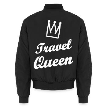 Travel Queen Krone Schrift - Unisex Bomberjacke - Schwarz - Hinten - AI Model Male 185 light (185cm)