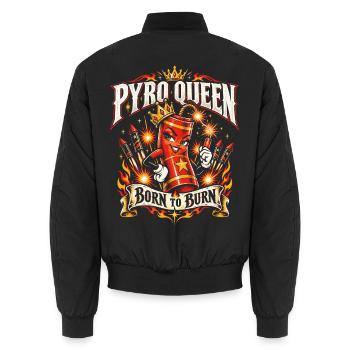 Pyro Queen – Born to Burn - Unisex Bomberjacke - Schwarz - Hinten - AI Model Male 185 light (185cm)