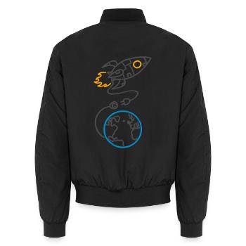 Vergesst nicht, aufzuladen (für helle Hintergründe) - Unisex Bomberjacke - Schwarz - Hinten - AI Model Male 185 light (185cm)