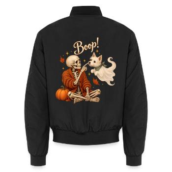 Halloween Skelett Geisterhund Boop für Hundefans - Unisex Bomberjacke - Schwarz - Hinten - AI Model Male 185 light (185cm)