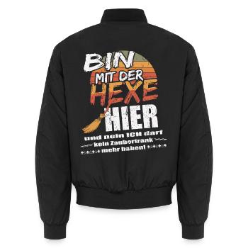 ich bin mit der Hexe hier! - Unisex Bomberjacke - Schwarz - Hinten - AI Model Male 185 light (185cm)