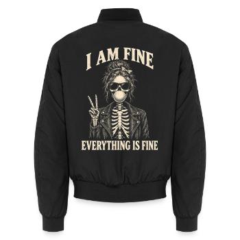 Everything Is Fine Skelett Lustig Halloween - Unisex Bomberjacke - Schwarz - Hinten - AI Model Male 185 light (185cm)