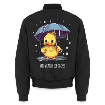  Lustige Ente im Regen – Nice Weather - Unisex Bomberjacke - Schwarz - Hinten - AI Model Male 185 light (185cm)