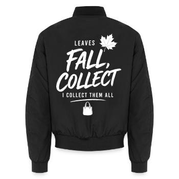 Herbstlaub sammeln – I Collect Them All - Unisex Bomberjacke - Schwarz - Hinten - AI Model Male 185 light (185cm)