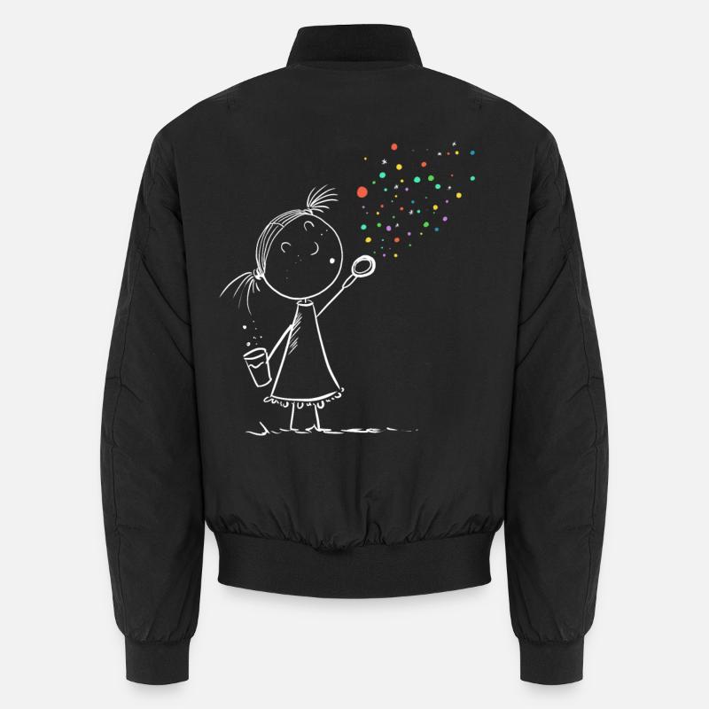 Süßes Seifenblasen Mädchen I Comic Strichmännchen Unisex Bomberjacke