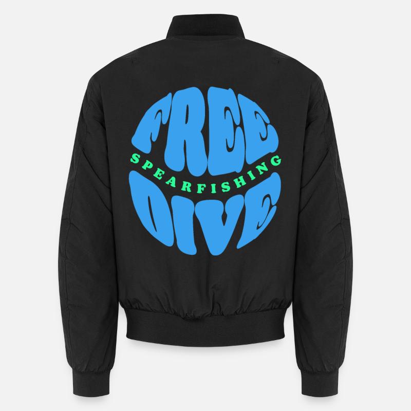 Freedive and Spearfishing Typography Unisex Bomber Jacket