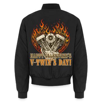 Alles Gute zum Tag des V-Twins für Chopper-Liebhaber - Unisex Bomberjacke - Schwarz - Hinten - AI Model Male 185 light (185cm)