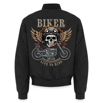 Règles des motards - Depuis 1955 - Live to Ride - Bomber unisexe - noir - Dos - AI Model Male 185 light (185cm)
