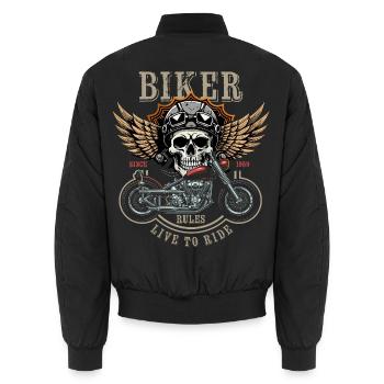 Biker Rules - Since 1959 - Live to Ride - Unisex Bomber Jacket - black - Back - AI Model Male 185 light (185cm)