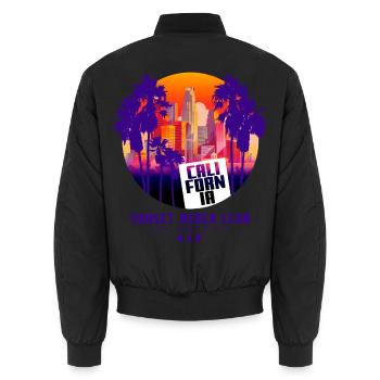 Sunset Beach Club - Los Angeles - Unisex Bomberjacke - Schwarz - Hinten - AI Model Male 185 light (185cm)