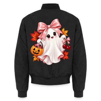 Niedlicher Halloween Geist - Unisex Bomberjacke - Schwarz - Hinten - AI Model Male 185 light (185cm)
