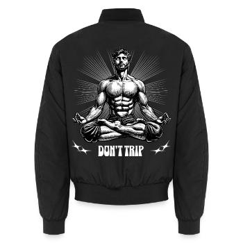 Don't Trip-_Man_yoga_lotus_pose - Unisex Bomberjacke - Schwarz - Hinten - AI Model Male 185 light (185cm)