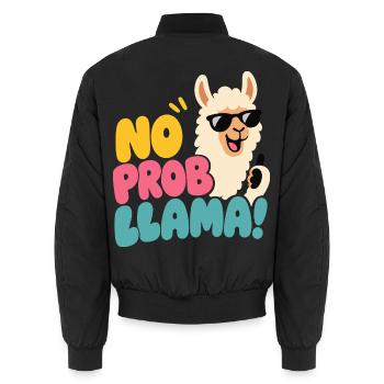 No Prob Llama – Lama mit Sonnenbrille - Unisex Bomberjacke - Schwarz - Hinten - AI Model Male 185 light (185cm)