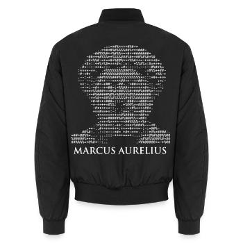 Marcus Aurelius ASCII-Kunst - Unisex Bomberjacke - Schwarz - Hinten - AI Model Male 185 light (185cm)
