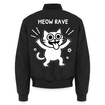 Meow Rave – Party-Katze (für dunkle Shirts) - Unisex Bomberjacke - Schwarz - Hinten - AI Model Male 185 light (185cm)